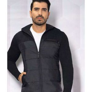 Chaqueta en tejido y sintético