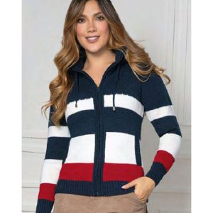 Sweater capucha rayas y cordones
