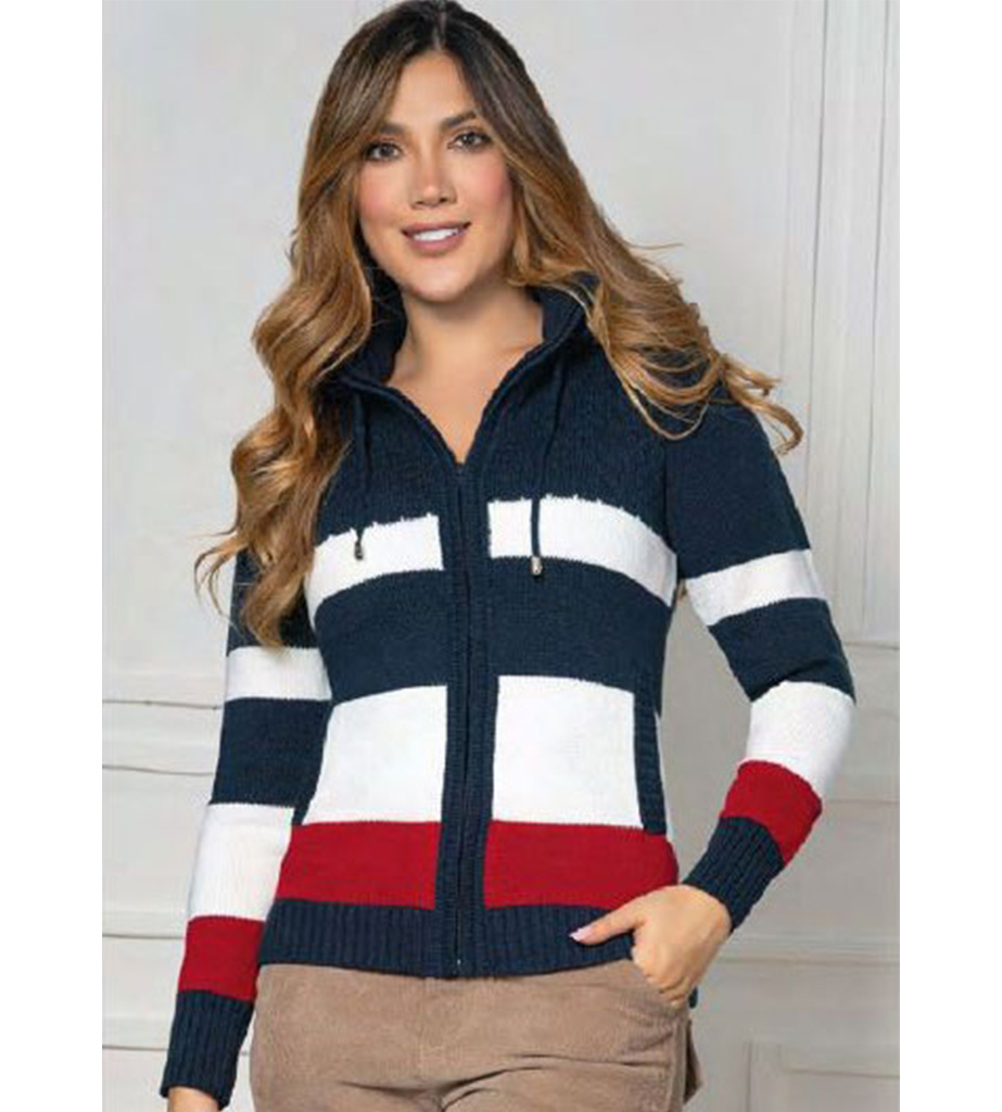 Sweater capucha rayas y cordones
