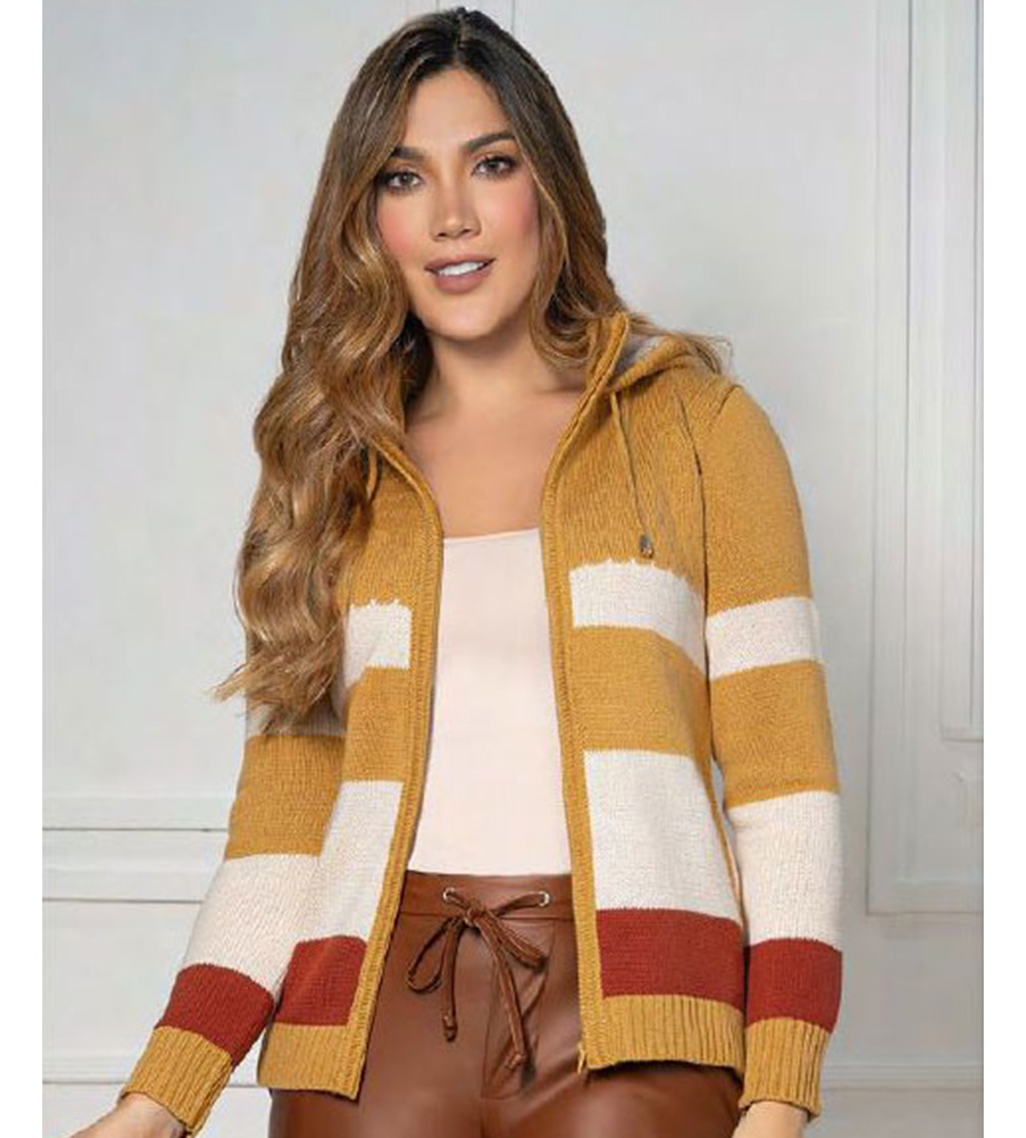 Sweater capucha rayas y cordones - Image 2