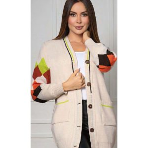 Sweater gabán botones y rombos