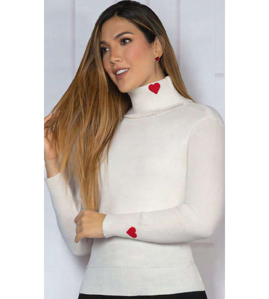 Sweater cuello de tortuga corazón