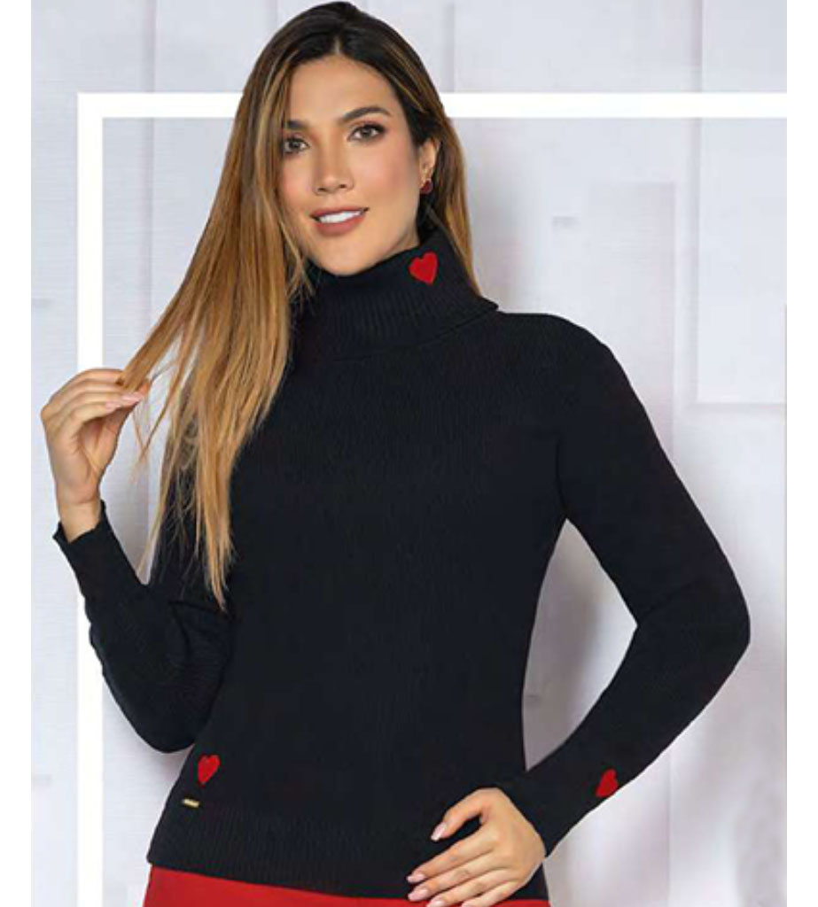 Sweater cuello de tortuga corazón - Image 2